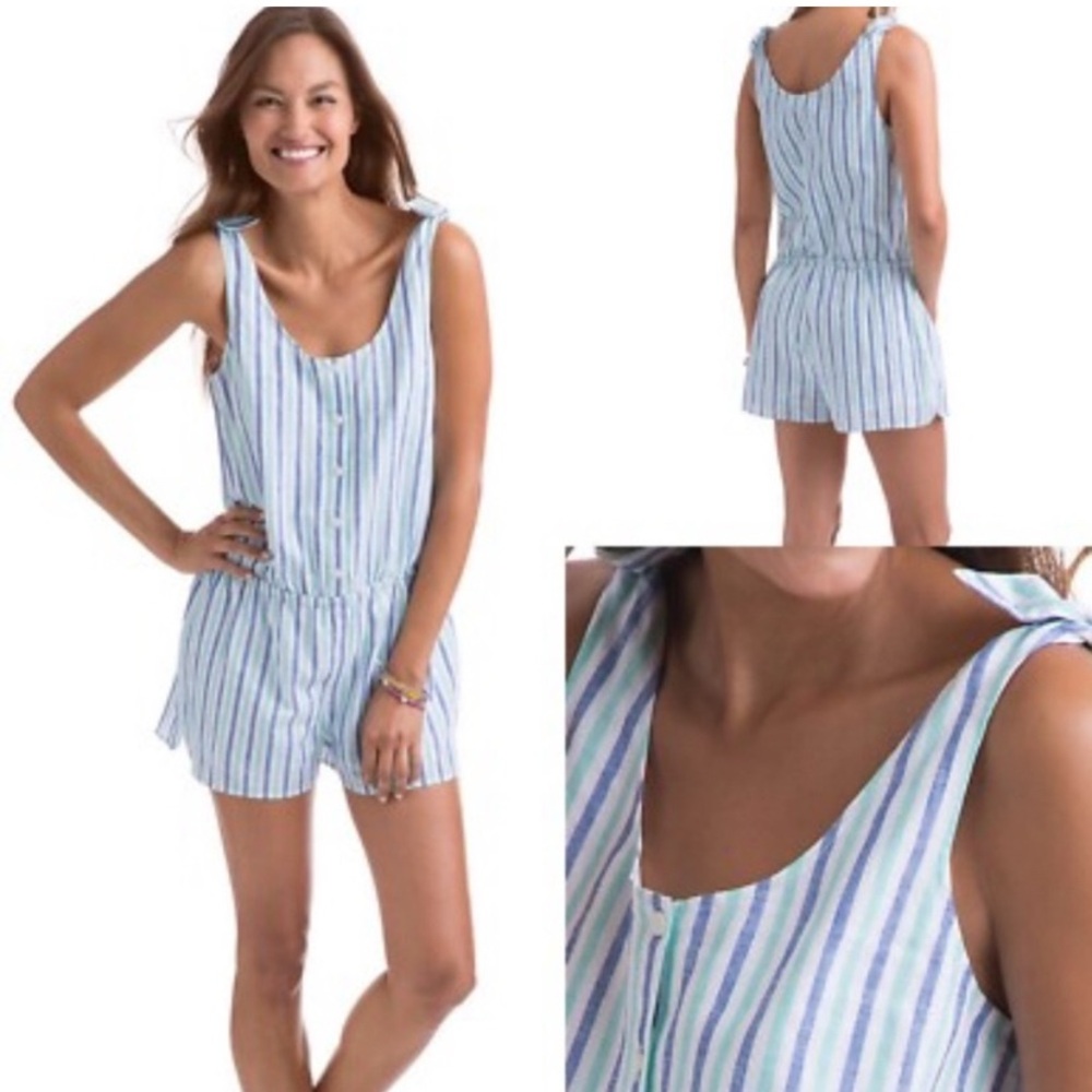 Vineyard Vines Blue and White Striped Romper